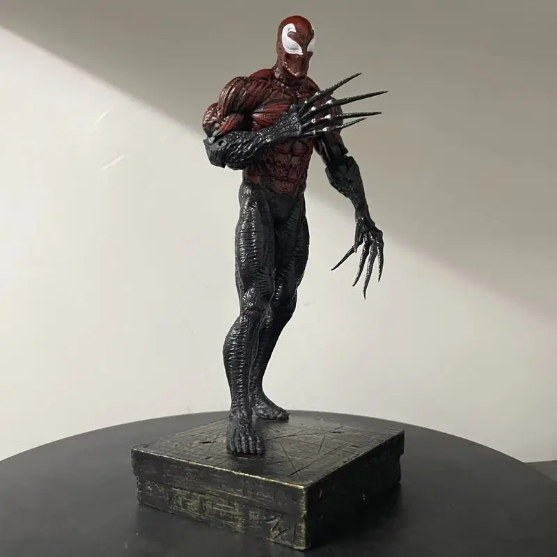 Venom symbiote 26cm figura de ação brinquedos com 2 cabeças substituíveis esculturas estátua de veneno modelo boneca ornamentos colecionáveis presente de natal