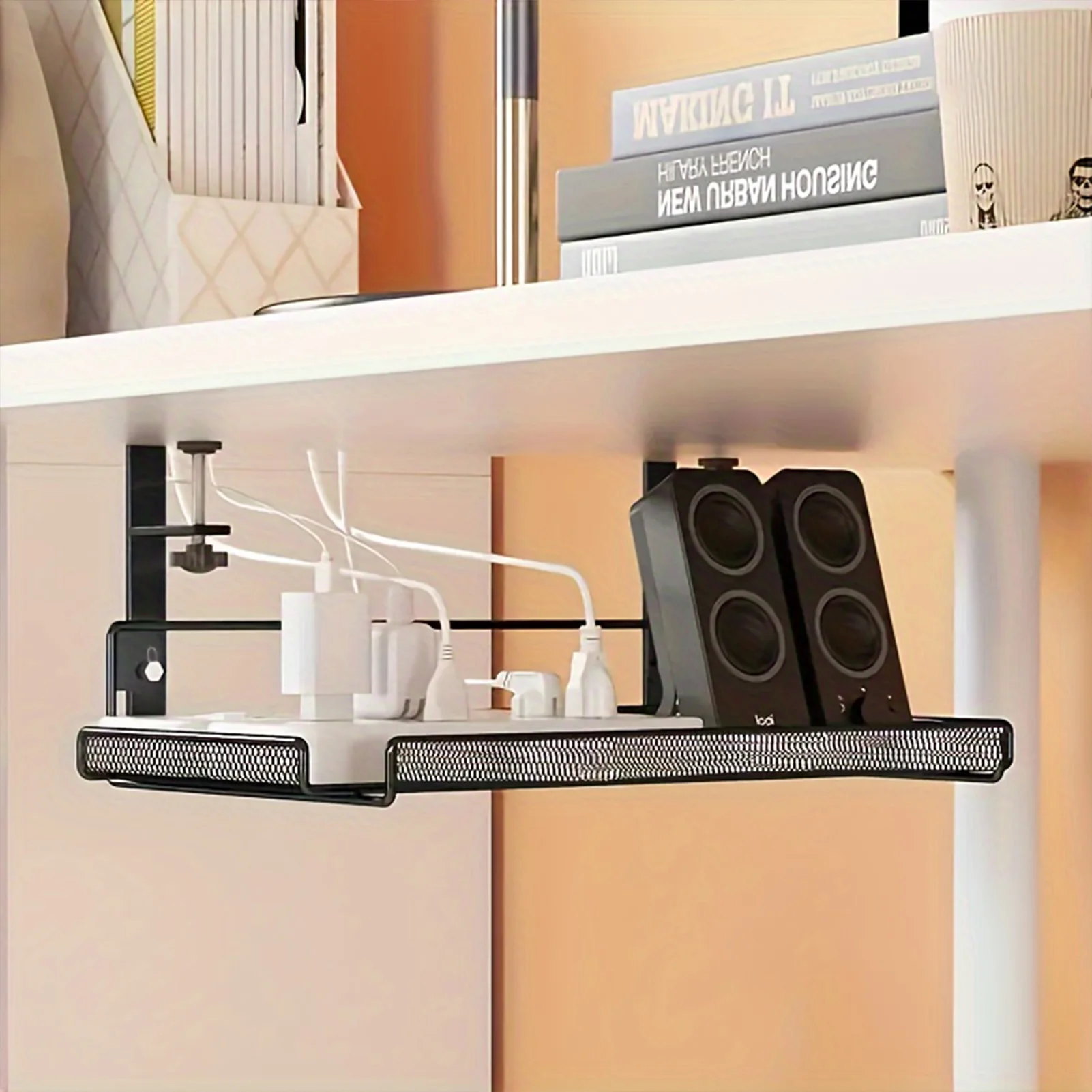 

Under Desk Cable Organizers No Damage to Desk No Drill Convenient to Install Design Suitable for Keep Cable Organized