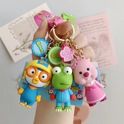 Frog Pig Penguin Beaver President Po Friend Keychain Action Figure Anime Model PVC Cartoon Bag Doll Pendant Figurine Toys Gift