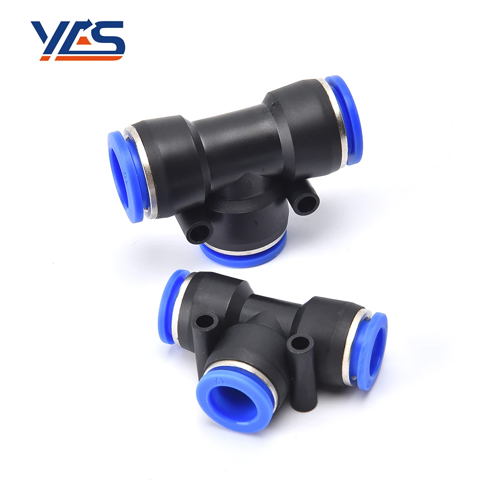 PE pneumatic fittings 3 way T Equal Union Tee Type Plastic plug-in One Touch Connector Pneumatic Tube Fitting