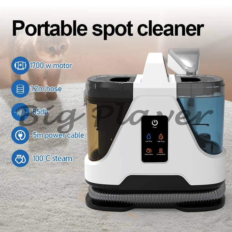 Portable Handheld Steam Wet Dry Vacuum Cleaner 1700W Spray Carpet Sofa Fabric Spot Cleaner