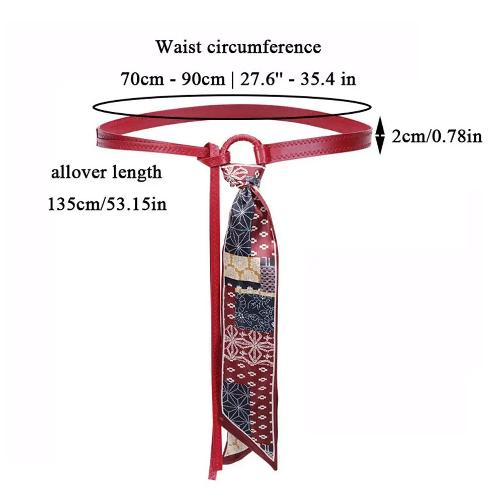 พังก์สไตล์เอวโซ่ผ้าพันคอผ้าพันคอเข็มขัดหนังบางสีสันตกแต่งแฟชั่นผู้หญิงเข็มขัดที่มีประโยชน์เข็มขัดสไตล์เท่ๆ