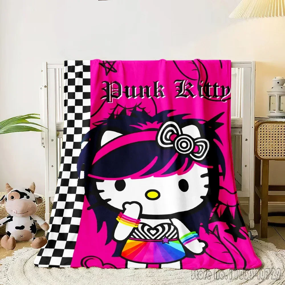 Kawaii Sanrio Hello Kitty Home Cute Kids Blanket Throw for Bed Sofa Decor Fleece Nap Blankets Boys Girls Children Gift