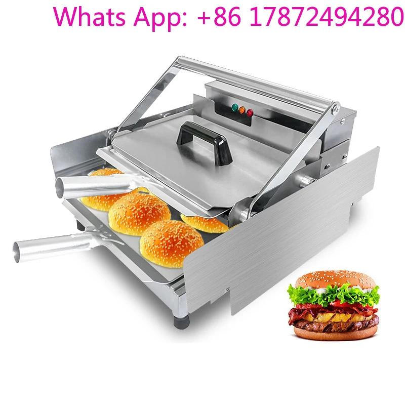 1KW Hamburger Machine Commercial Electric Bake Burger Maker Bread Grill Double Layer Batch Bun Toaster Heater With Timer