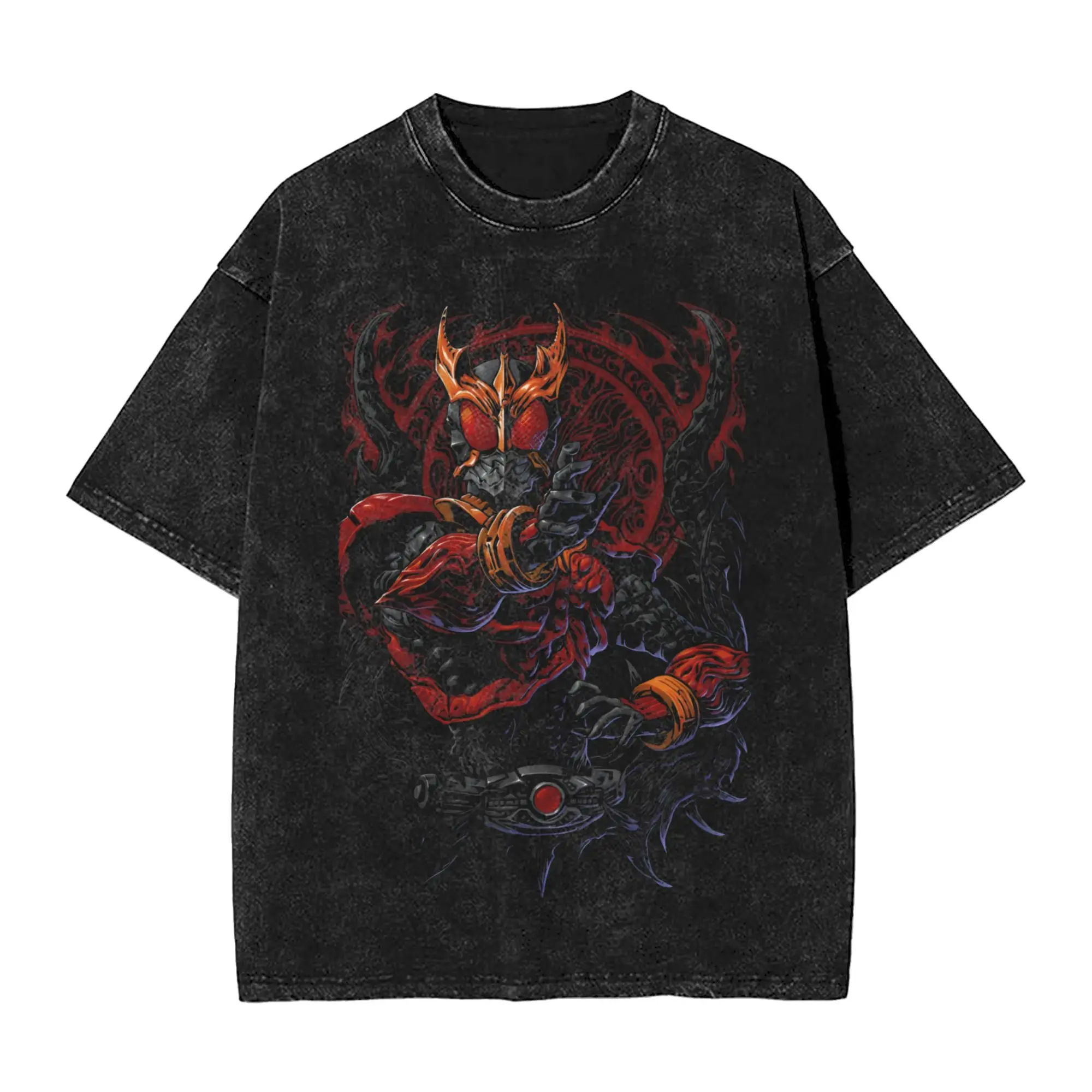 Kamen Riders Washed T Shirt Male  Y2K Funny Cotton T Shirts Summer O Neck Harajuku Tees Loose Big Size Tops
