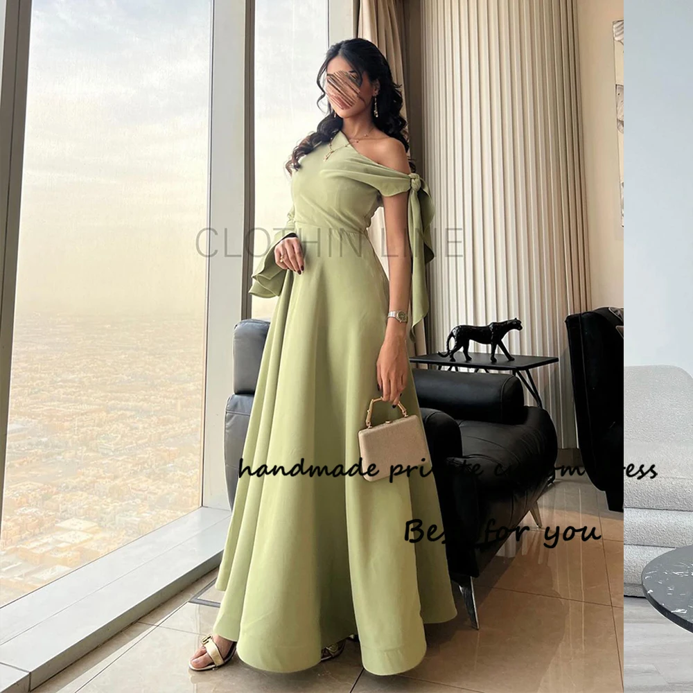 

Sage Green Mermaid Evening Dresses One Sleeve Arabian Dubai Prom Dress Spandex Satin Long Formal Occasion Gowns 2024