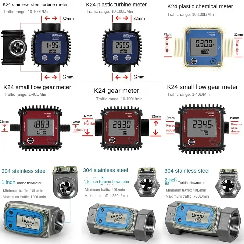 Applicable tDigital Display Flowmeter K24 Methanol Chemical Electronic Liquid Turbine Meter Elliptical Gear Flowmeter Small Flow