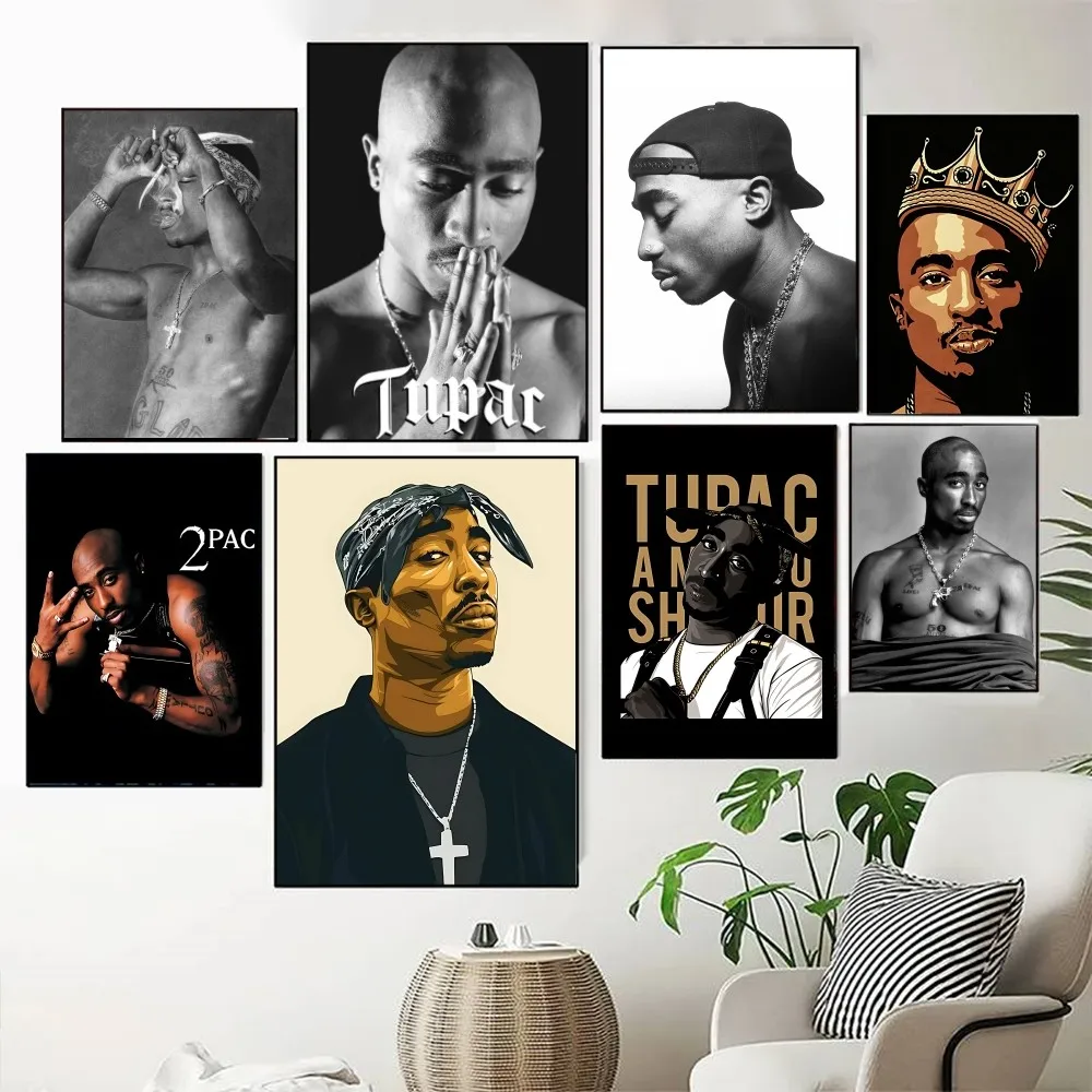 Rapper Tupac Shakur 2pac Poster Fancy Wall Sticker for Living Room Bar Vintage Decorative Painting Middle