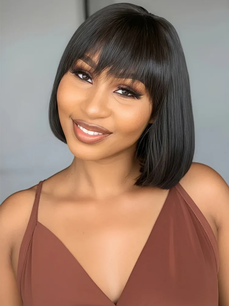 

Парик Lekker из 100% натуральных человеческих волос, длинный прямой боб с кружевной застежкой, для женщин, бразильские волосы Реми, без клея, черный, на каждый день