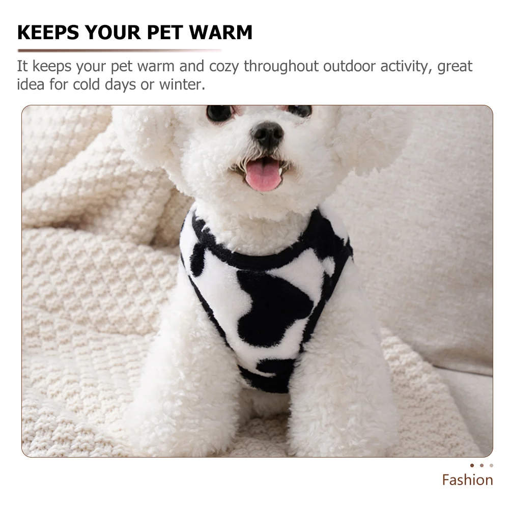 

Pet Warm Vest Winter Autumn Dog Clothes Coral Fleece Cow Pattern Winter Dog Cat Costume Comfortable Outdoor Puppy Warm Coat