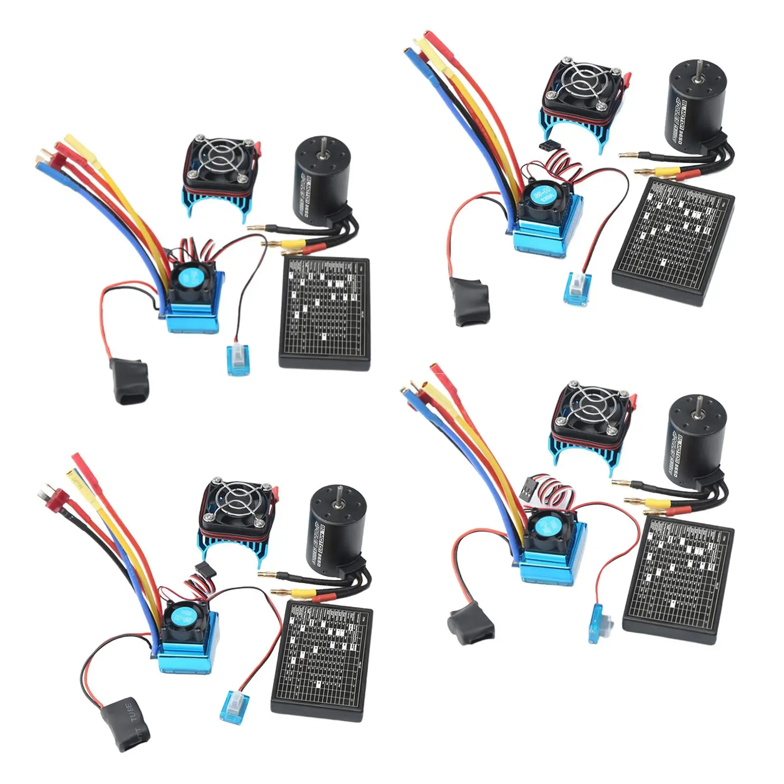 Combo Motore Brushless RC in Metallo 4300KV con ESC, Dissipatore di Calore e Scheda di Programmazione per Auto/Barca RC 1:8 1:10 Off/On-road Monster