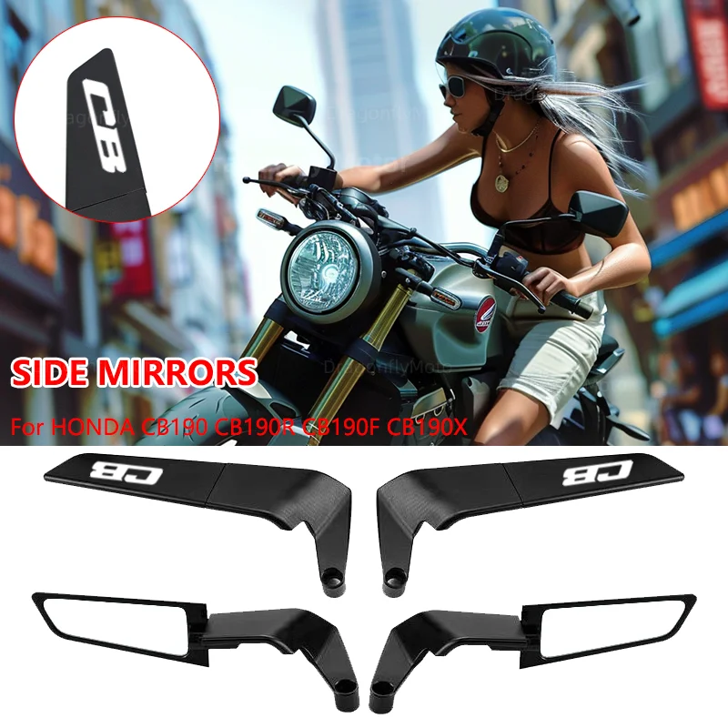 

Motorcycle Mirrors Stealth Winglets Mirror Kits To Rotate Adjustable Mirrors CB Logo For HONDA CB190 CB190R CB190F CB190X