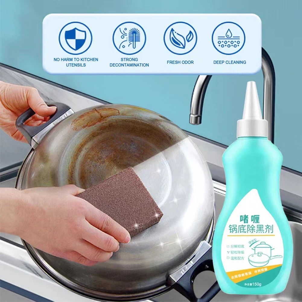 150ml Gel Cleaner For Pots Bottom Powerful Grease-Cutting Cleaner Kitchen Accessories Cleaning Kitchen Gadgets