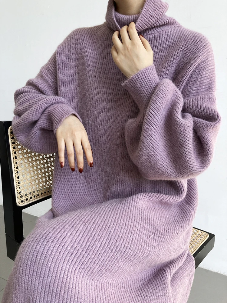 

2022 Korean Fashion Autumn Winter Premium Knitted Pullover High Neck Sweater Pullover Oversized Sweater Long Sleeve Top
