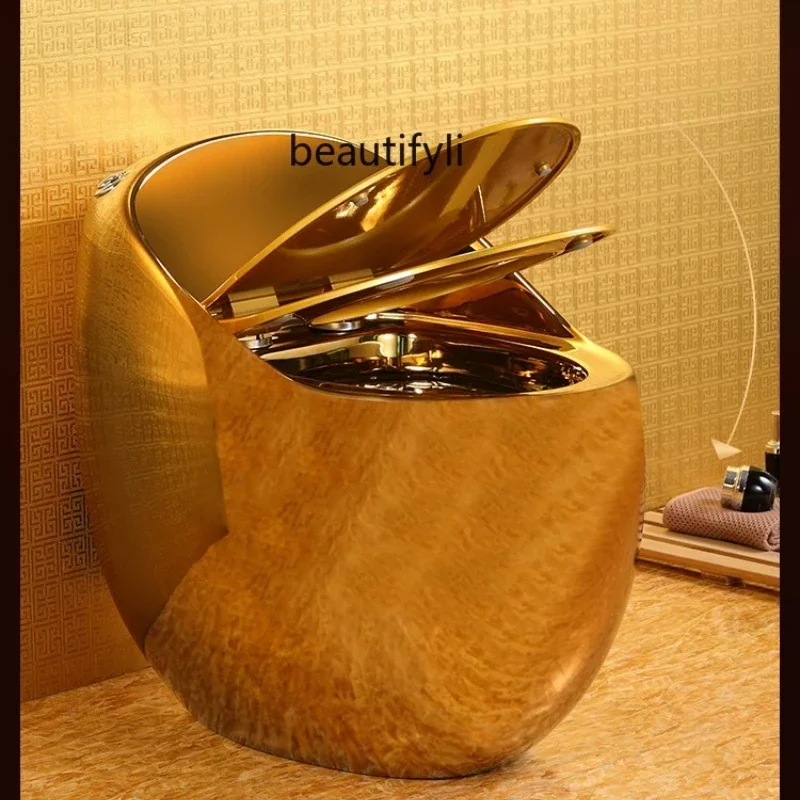 

fg28Household toilet gold toilet small apartment siphon ceramic deodorant personality yellow gold