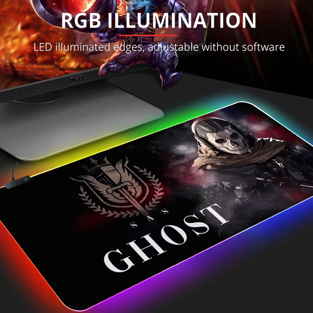 

Gaming Keyboard Mousepad Call Of Duty Warzone Mausepad RGB Desk Mat LED Rubber Computer Mouse Mats PC Gamer Accessories Rugs LOL