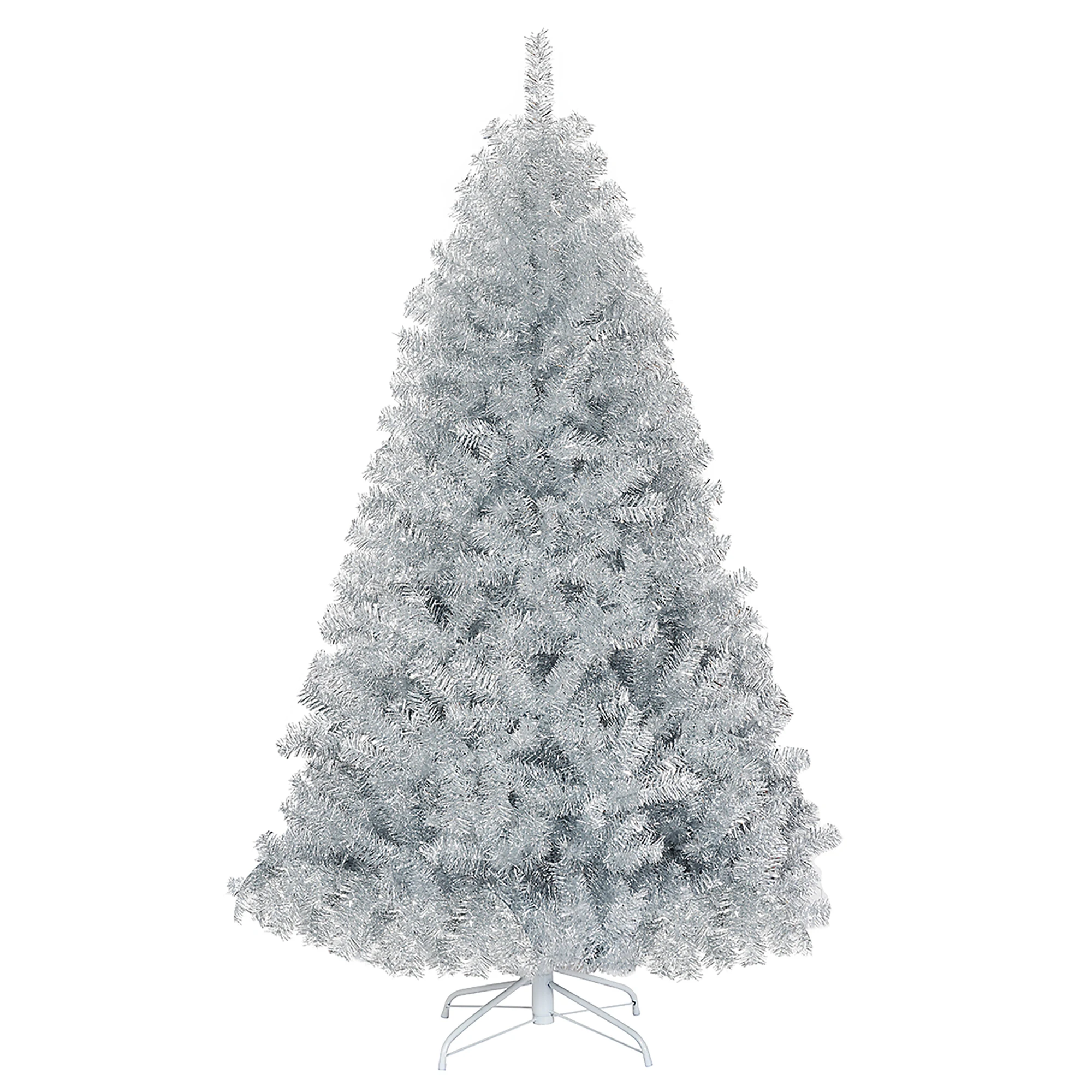 

6FT Silver Artificial Christmas Tree, Xmas Full Tree for Indoor Outdoor Holiday Decoration, Easy Assembly