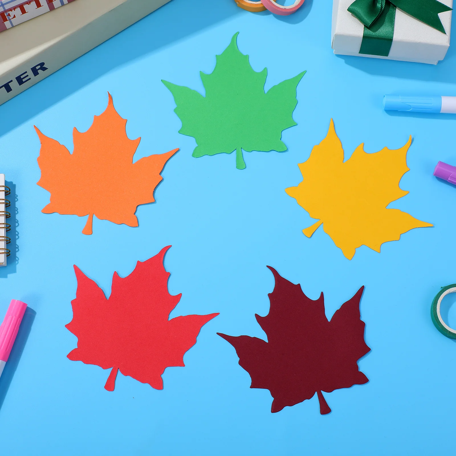 

50pcs Maple Leaf Message Cards Fall Bulletin Board Decorations Paper Leaf Cutouts For Diy Crafts Thanksgiving Party Wall Art