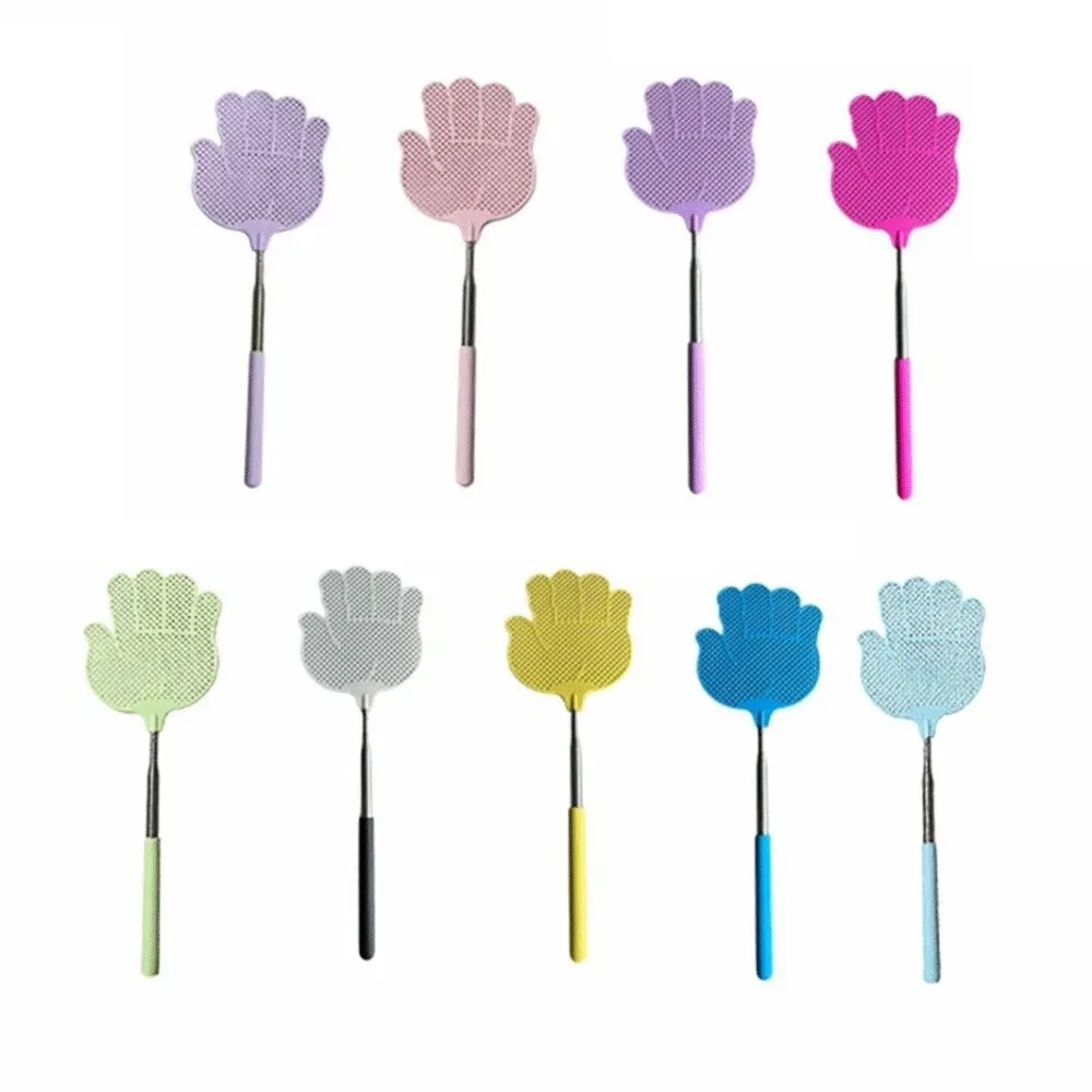 5Pcs Retractable Palm Shaped Fly Swatter Durable Flexible Manual Fly Swatter Long Handle Portable Extendable Bug Swatter