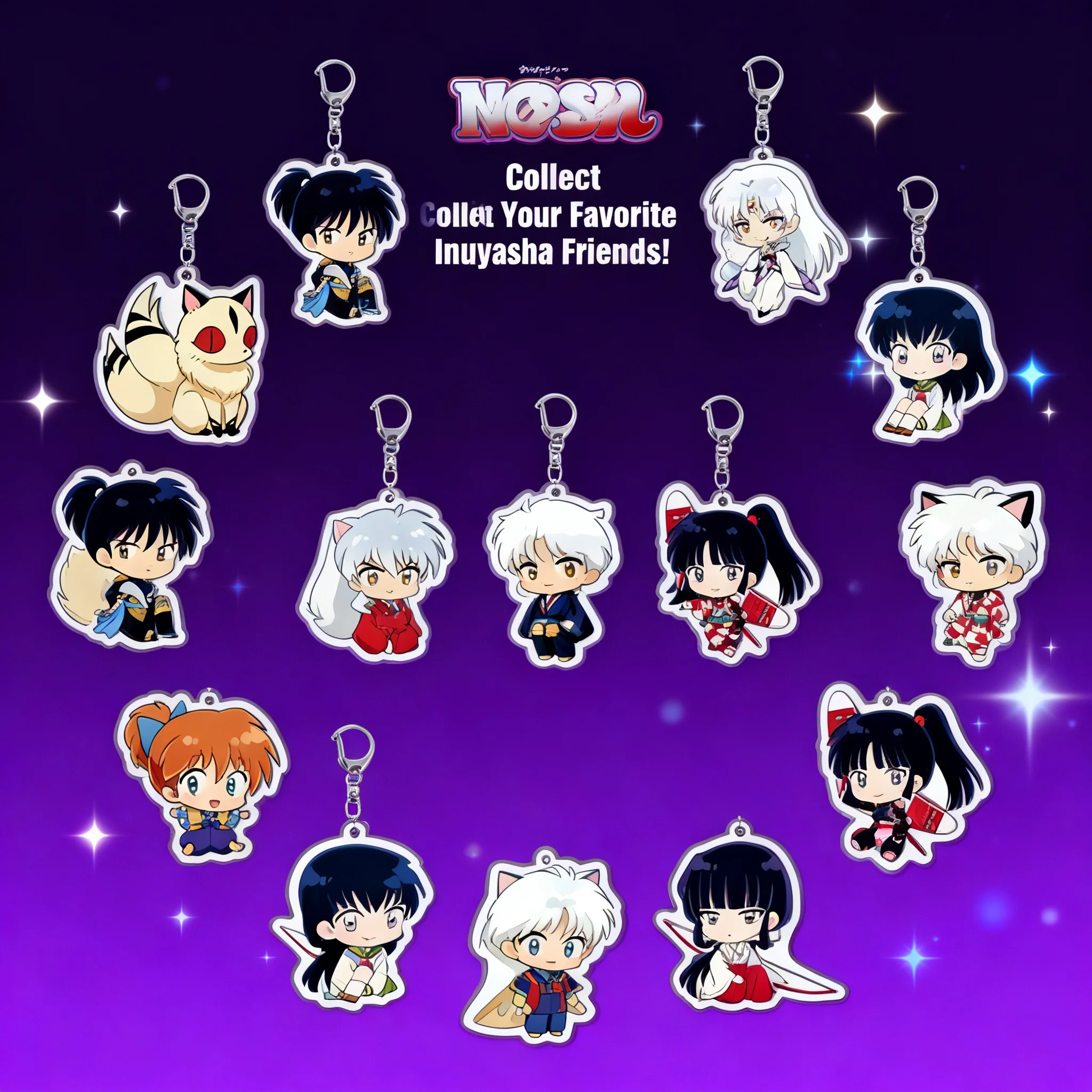 Set de Llaveros Acrílicos de Anime Inuyasha con Inuyasha, Kagome Higurashi y Sango, Accesorios de Cosplay, Lindos Llaveros Colgantes de Dibujos Animados