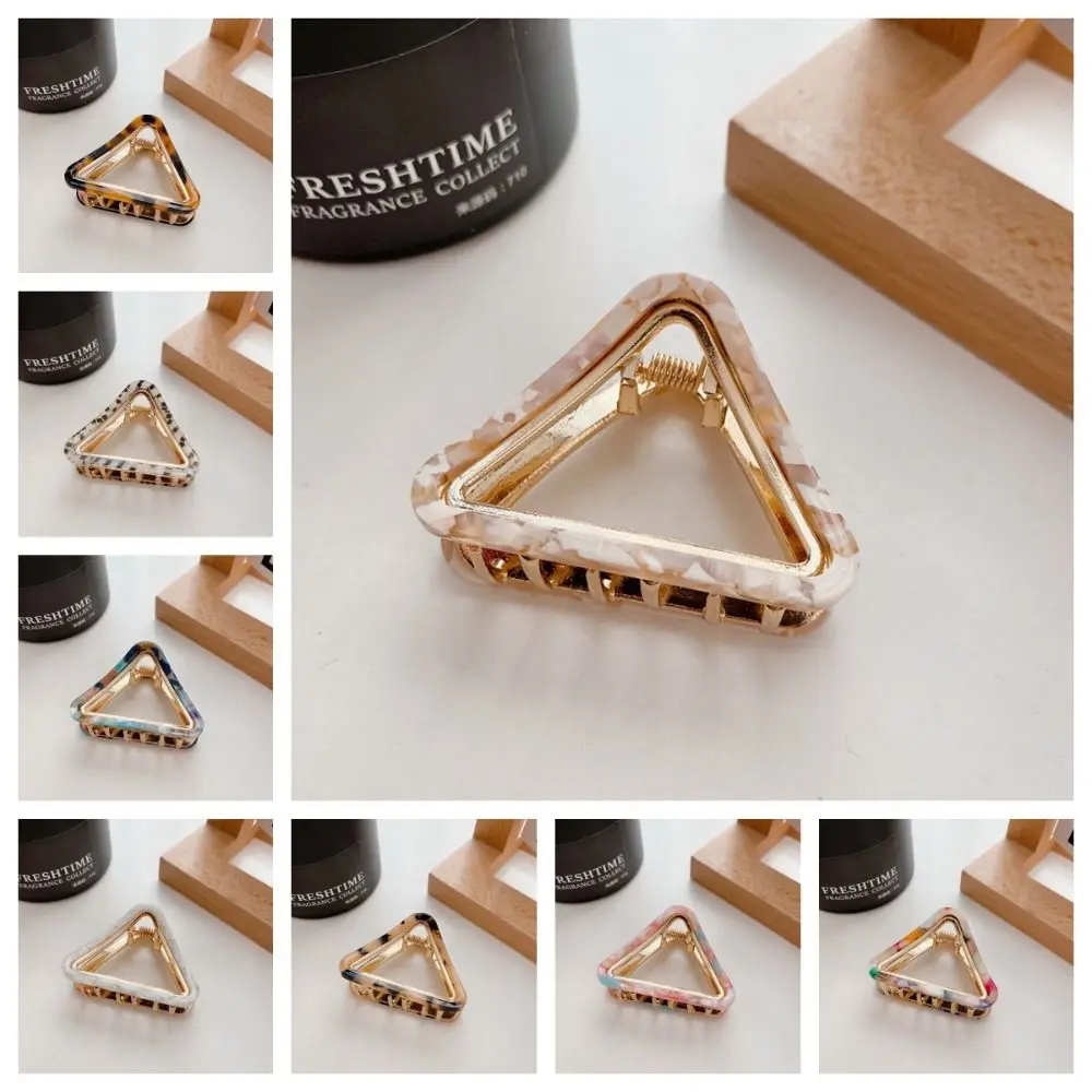 Small Size Acetic Acid Hair Claw Hair Clip Multicolor Triangle Hair Crab Clip Korean Style Hairpin Geometry Shark Clip Daily