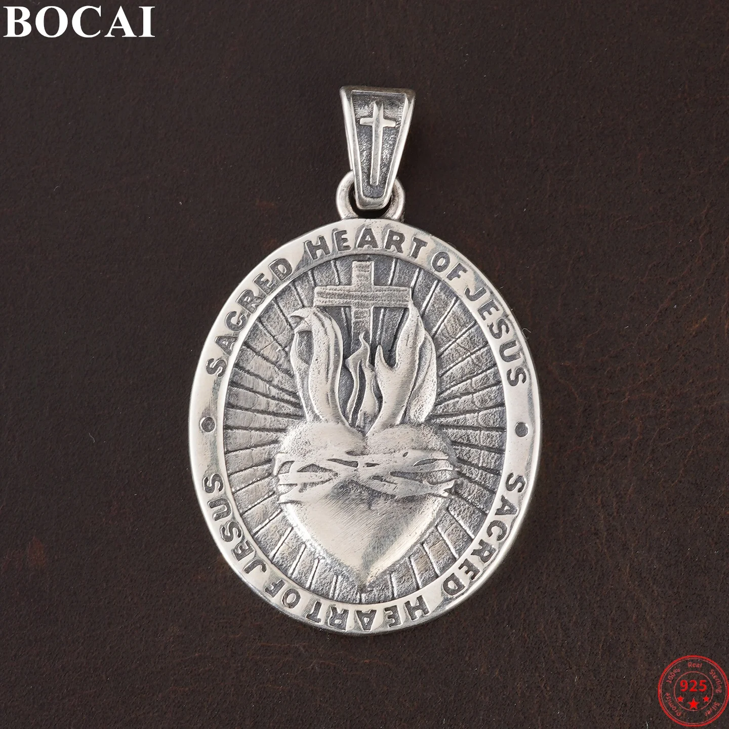 

BOCAI S925 Sterling Silver Pendants for Women Men Retro Cross Thorn Sacred Heart Charm Amulet Fashion Punk Jewelry Wholesale