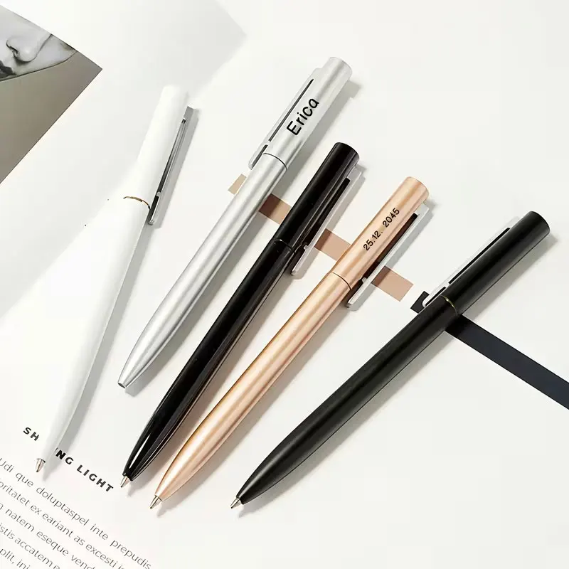 5Pcs Personalized Custom Metal Ballpoint Pens That Can Be Laser-Engraved with Names and Dates, Student Metal Signature Pens, Multi-Color Business Office Rotating Gel Pens, Ballpoint Pens That Can Add Logo, Suitable for