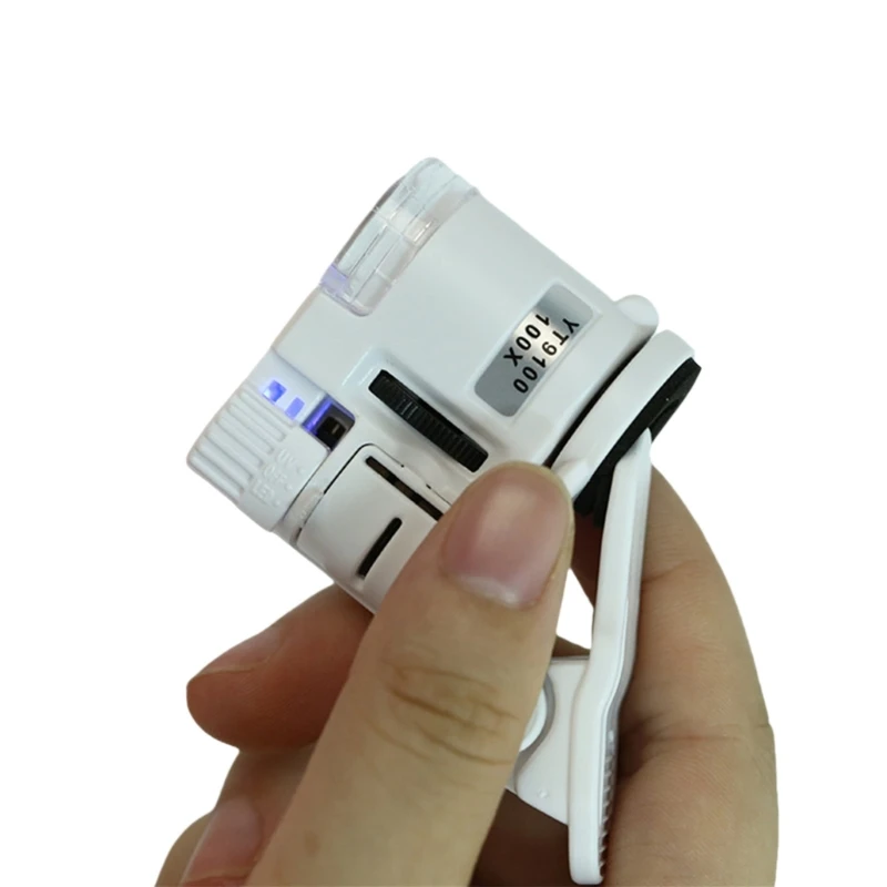 Handheld Microscope with LED Light Pocket Sized Phone Clip On Microscope Lens