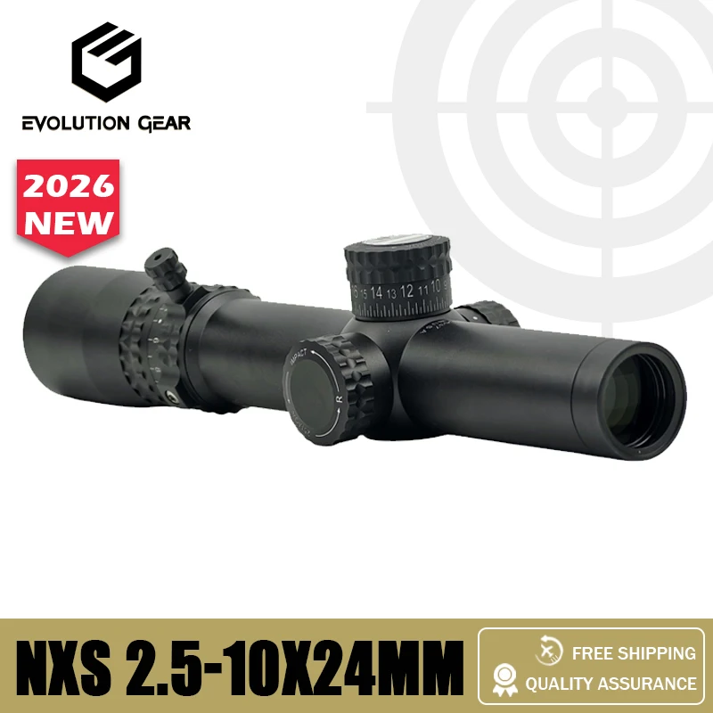 

Прицел Evolution Gear 2026 New NXS 2.5-10X24mm SFP MIL Ver. Кольцо Ultralite 1.375'' (30 мм) для охотничьего прицела