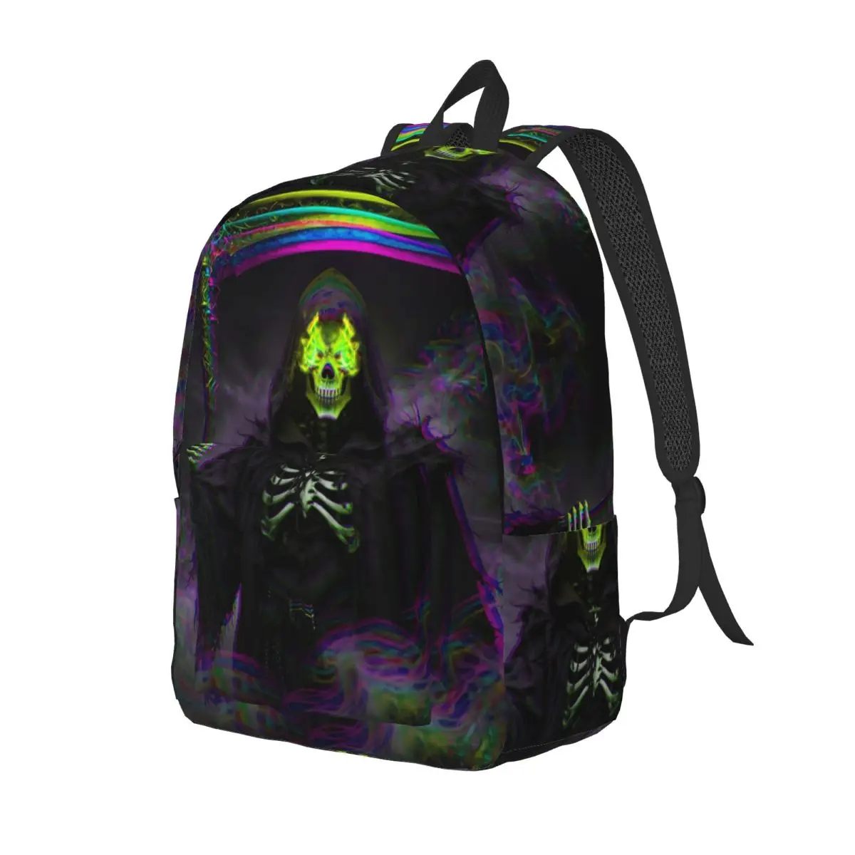 Faded Green Grim Reaper Graphic Backpack Daypack Large Capacity Children BookBag School Bag Shoulder Bags for Men Women
