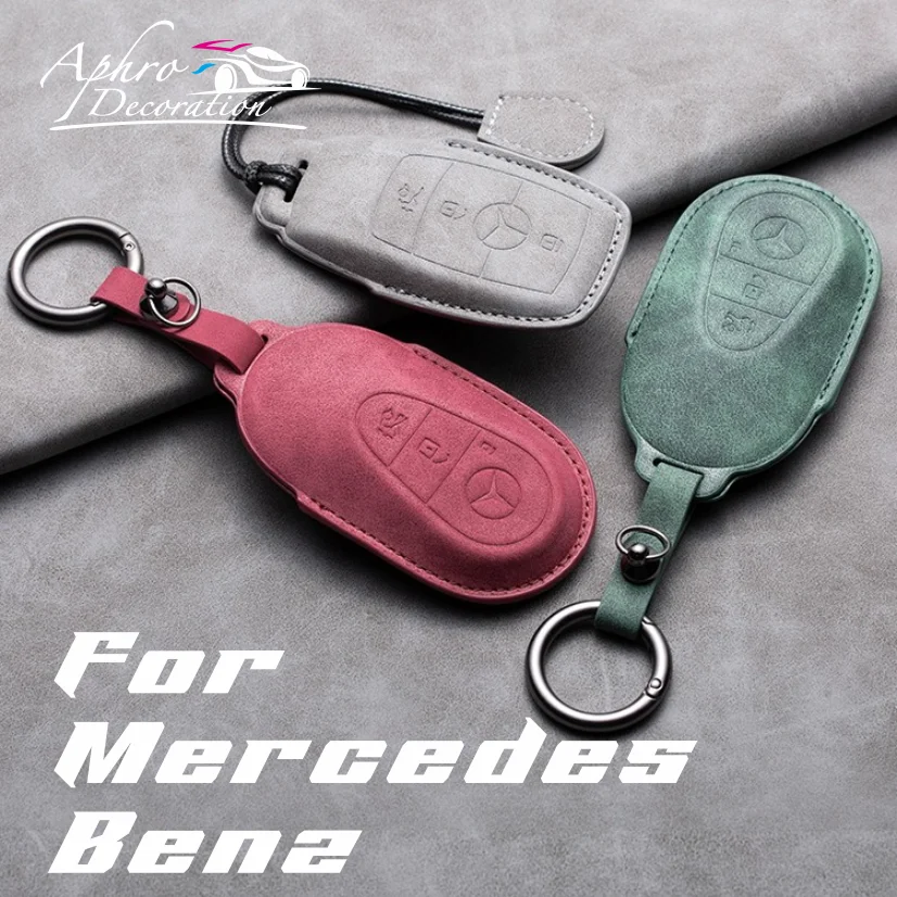 Suede Leather Style Car Key Case Cover Shell For Mercedes Benz Class C Class E c260l/c200l a200l glc300l gla200 Accessories