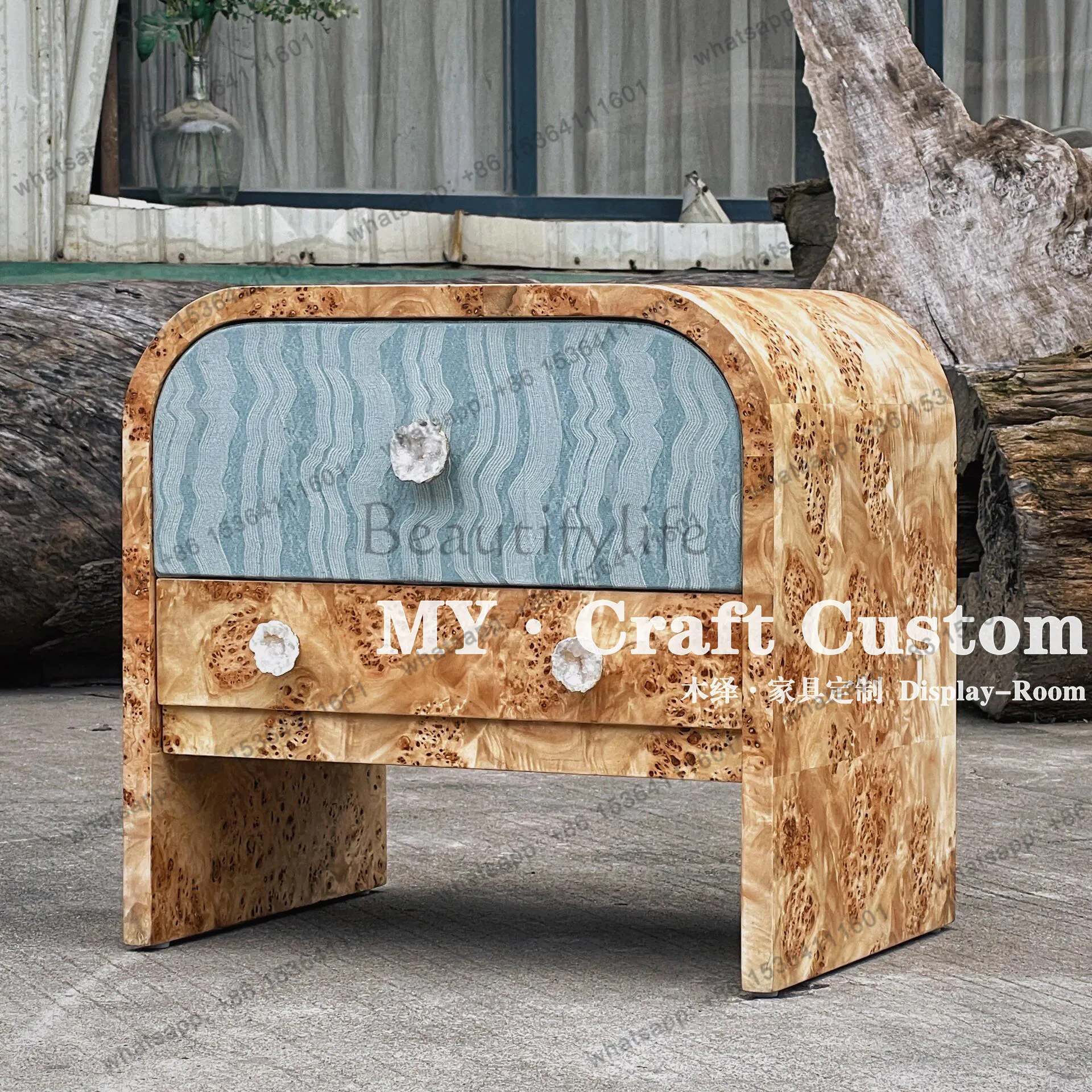 Medieval retro pattern fabric bedside table wabi-sabi creative home locker