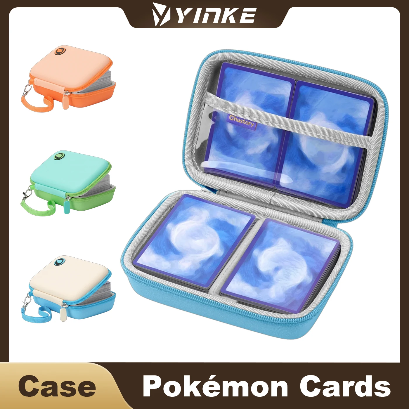 Yinke Element Theme Trading Card Case PU Waterproof Card Binder Large Capacity Organizer Box With DIY Dividers For TCG Sports