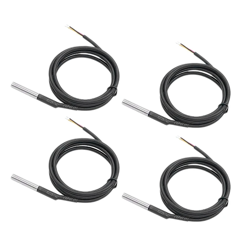 4Pcs DS18B20 Waterproof Temperature Sensors 1M Length Digital Thermal Stainless Steel Probe Temperature Controller