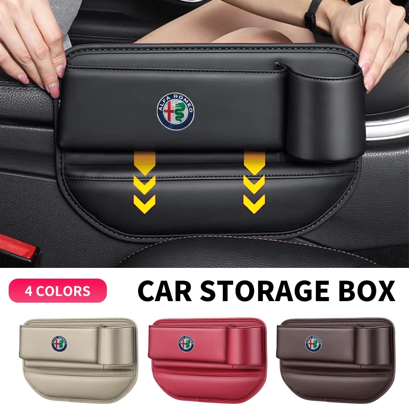 Car Seat Gap Organizer Storage Box Pocket For Alfa Romeo Giulia Stelvio Giulietta 156 159 147 Mito Tonale GT Auto Accessories