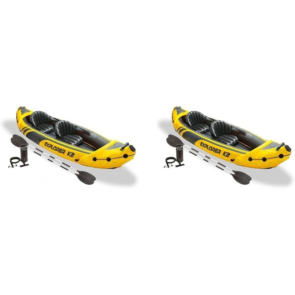 

68307EP Explorer K2 Inflatable Kayak Set: Deluxe 86in Kayak Paddles and High-Output Pump – Adjustable Seats with Backrest