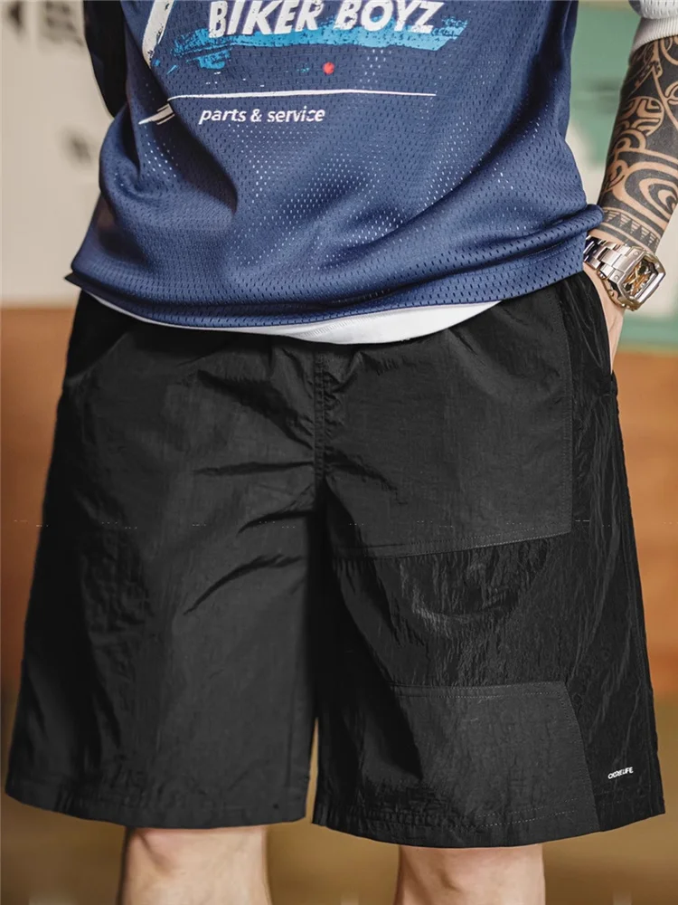 

Maden American Sle Casual orts Bla Straight Leg Thin Qui Dry Beach Five-Quarter Pants Men Summer Lightweight Nylon ...