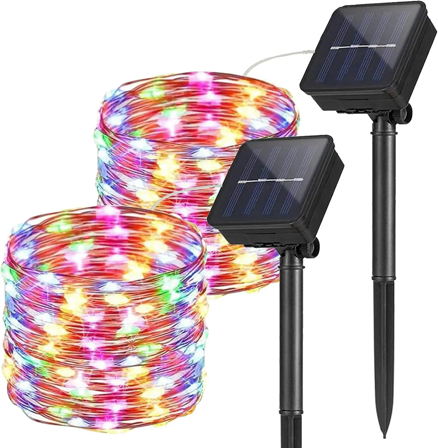 Pack of 2 Outdoor Solar Fairy Lights, 32 m 300 LEDs, Outdoor Fairy Lights, Copper Wire, Solar Fairy Lights, Waterproof, Auto-On