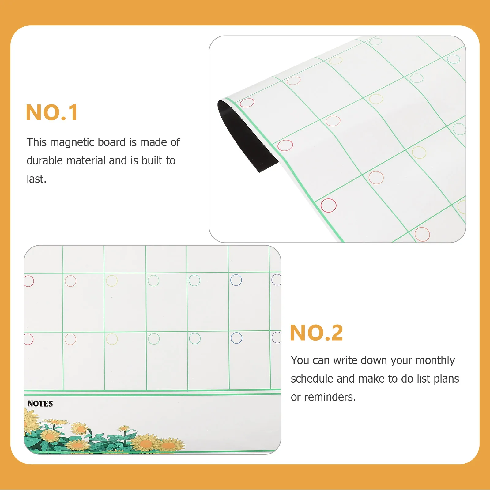 

White Magnetic Whiteboard Set Calendar Refrigerator Dry Erase Planner for Fridge