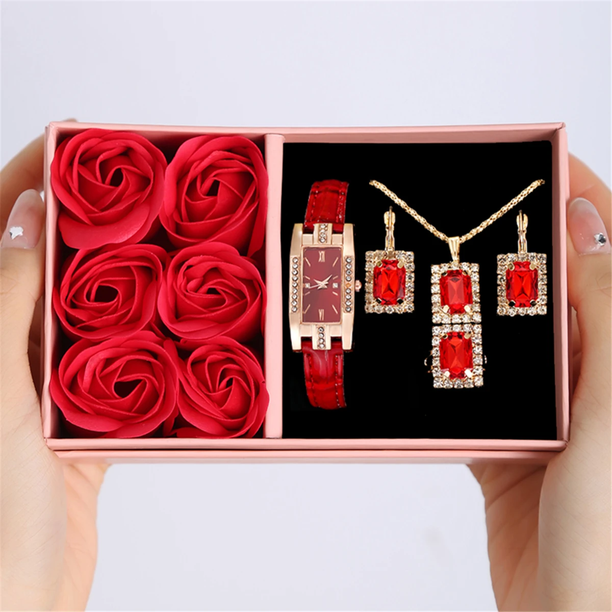 طقم علبة ساعة نسائية من الجلد ، حافظة معدنية ، غير مقاومة للماء ، جديد ، موضة الموضة ، 5 * #2