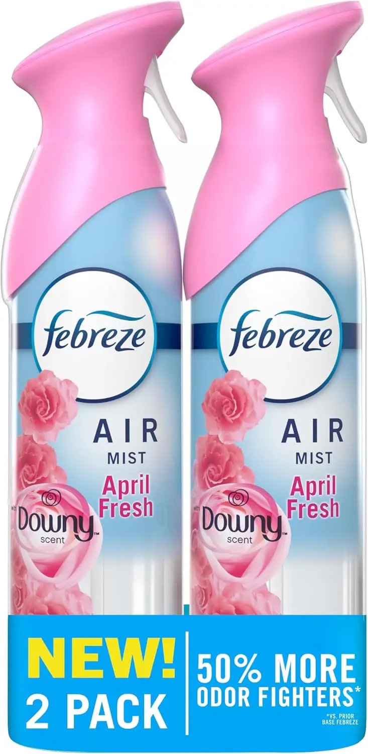 Febreze Air Mist Air Freshener Spray, Odor Fighting Room Spray, Deodorizer for Home, Bathroom, Kitchen, Office, Dorm, Classroom, Downy April Fresh Scent, 8.1oz (Pack of 2)