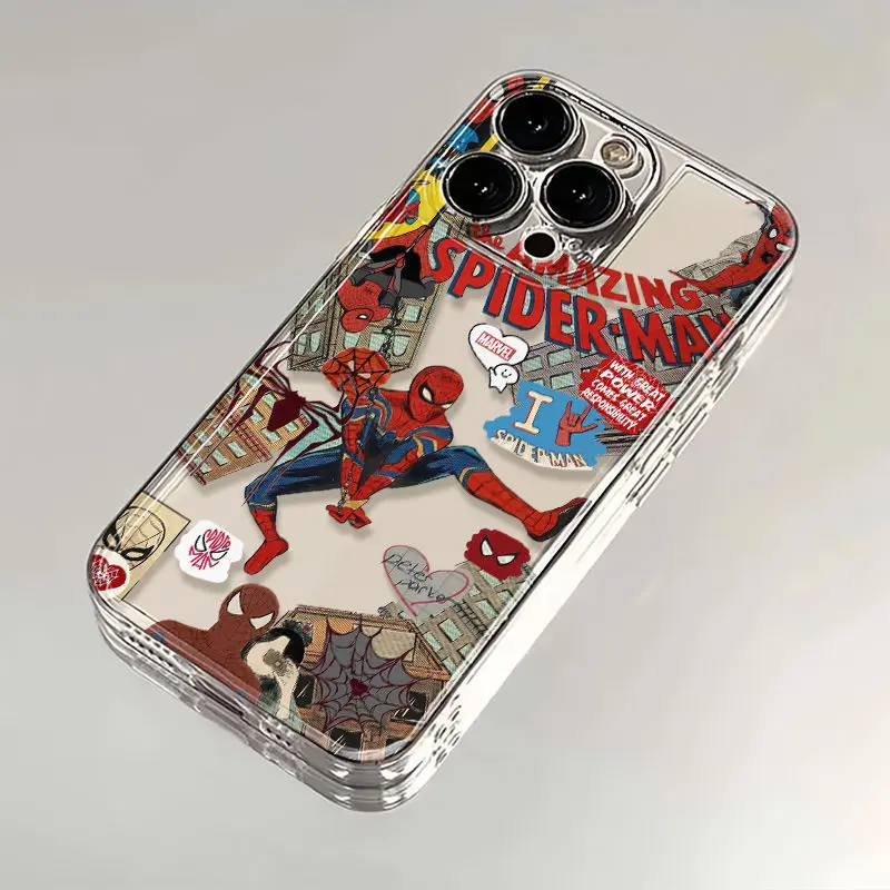 Marvel Spider Man Phone Case For iPhone 16 15 14 13 12 11 Pro Max 7 8 Plus XR XS Max Shockproof Lovely Anti Drop Cover Y2K