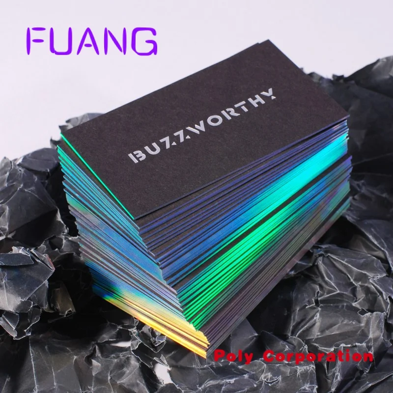 Custom  Die cut edge color laser foil black card luxury custom name card paper business card printing