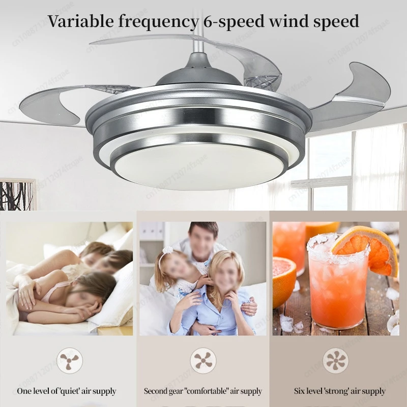42/48 Inch Nordic Simple Style Silent Frequency Conversion Invisible Light Fan Intelligent Timing Forward And Reverse Fan Light