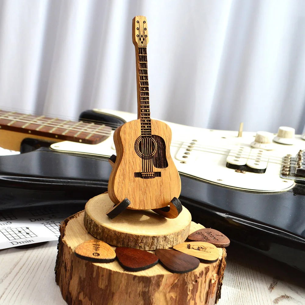 Wooden Guitar Pick Box Guitar Pick Storage Box with Stand & Guitar Picks Guitar Pick Case Guitar Pick Rack Guitar Accessories
