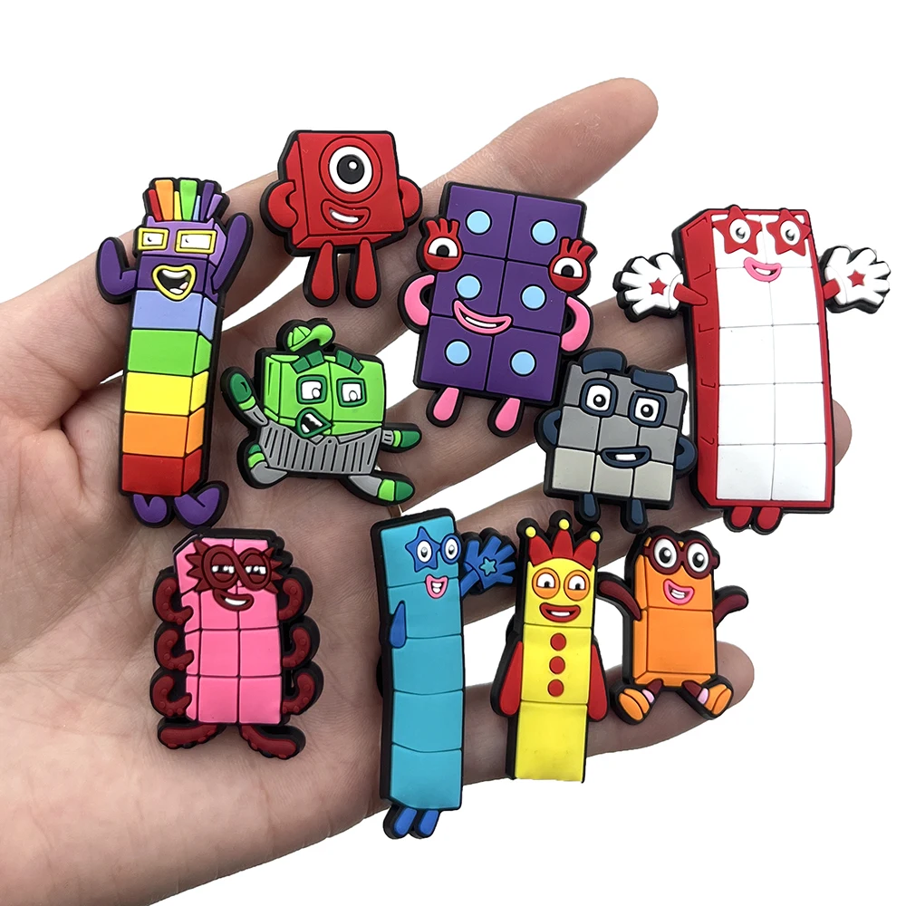 10pcs/Set building blocks Series Cartoon Shoe Charms Shoes Accessories Decorations Fit Wristbands Clog Sandal Buckle Kids Gifts