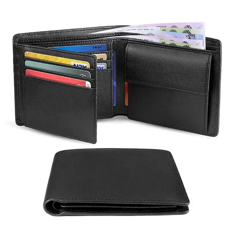 

100% Genuine Leather RFID Wallets for Men Blocking Slim Trifold with Coin Pocket and ID Window Minimalist Wallet