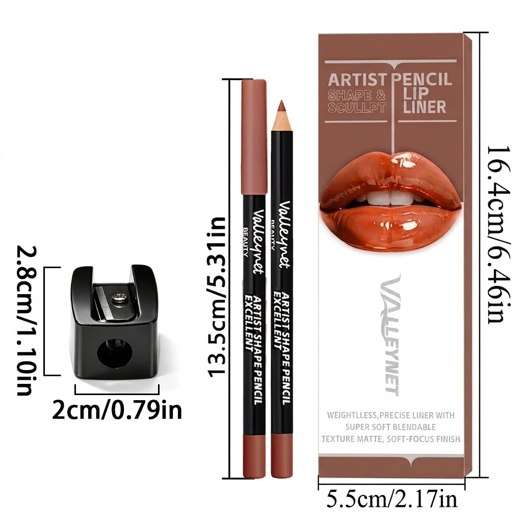 7-teiliges Lippenstift-Set, Lippen-Make-up-Set mit Samt-Textur - 6 Farben Lippenstift + 1 Spitzer - Wasserfester, langanhaltender Matt-Effekt, Rot – Detail 7