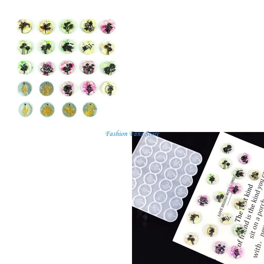 

Flower Plant Keychain Epoxy Resin Decorative Mold with Hole Keyring Pendant Mold