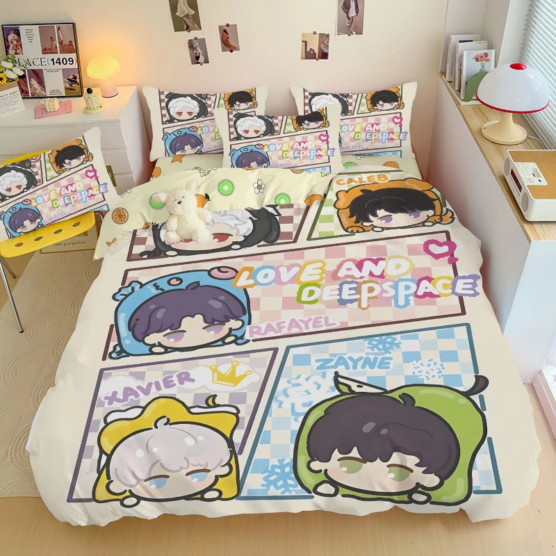 

Милое студенческое постельное белье с героями мультфильмов «Любовь и глубокое пространство», креативная личность, мужская и женская простыня, комплект одеял, подарок из четырех предметов